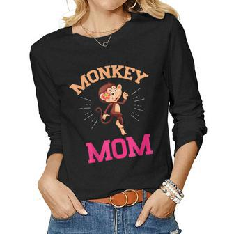 Monkey Mom Mothers Day Best Mama Ever Animal Ape Lover Women Graphic Long Sleeve T-shirt - Thegiftio UK