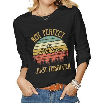 Not Perfect Just Forgiven Mens Womens Kids Christian Women Graphic Long Sleeve T-shirt - Thegiftio UK