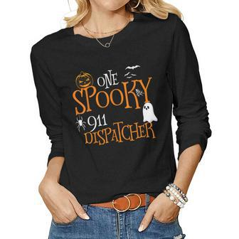 One Spooky 911 Dispatcher Halloween Funny Costume Women Graphic Long Sleeve T-shirt - Seseable