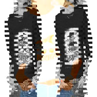 One Thankful Principal Messy Bun Fall Thanksgiving Gifts V2 Women Graphic Long Sleeve T-shirt - Thegiftio