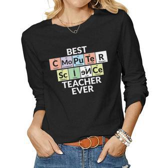 Periodic Table - Best Computer Science Teacher Ever Women Graphic Long Sleeve T-shirt - Thegiftio UK