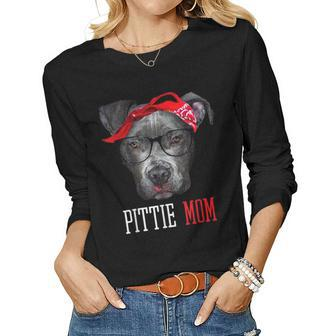 Pittie Mom Pitbull Dog Lovers Mothers Day 2022 Gift Women Graphic Long Sleeve T-shirt - Thegiftio UK