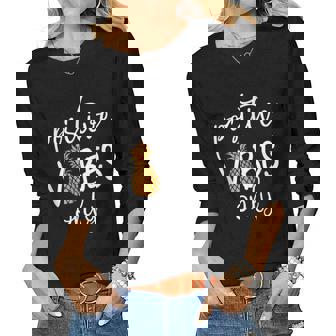 Positive Vibe Only Transfer Day Infertility Ivf Mom Dad Women Graphic Long Sleeve T-shirt - Thegiftio UK