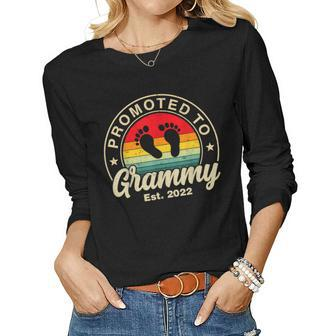 Promoted To Grammy Est 2022 Women Vintage First Time Grandma Women Graphic Long Sleeve T-shirt - Thegiftio UK