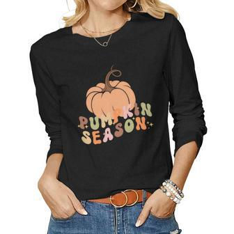 Pumpkin Season Happy Fall Yall Love Women Graphic Long Sleeve T-shirt - Seseable