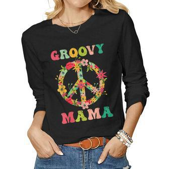 Retro Groovy Mama Family 1St Birthday Party Women Graphic Long Sleeve T-shirt - Thegiftio UK