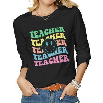 Retro Teacher Inspirational Colorful Elementary School V3 Women Graphic Long Sleeve T-shirt - Thegiftio UK