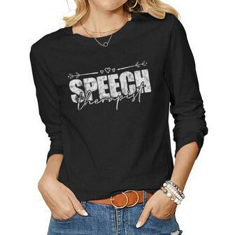 Speech Therapist Pathologist Slp Speech Therapy Women Graphic Long Sleeve T-shirt - Thegiftio UK