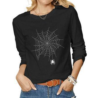 Spider Web Lazy Diy Halloween Costume Spooky Insect Women Graphic Long Sleeve T-shirt - Seseable