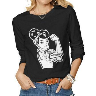 Strong Woman Rosie Strong White Woman For Dark Colors V2 Women Graphic Long Sleeve T-shirt - Seseable