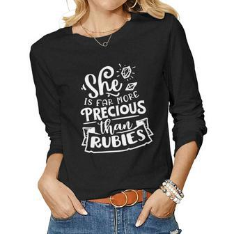 Strong Woman She Is Far More Precious Than Rubies V2 Women Graphic Long Sleeve T-shirt - Seseable