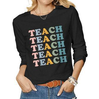 Teach Boho Teacher Crewneck Elementary School Teacher Women Graphic Long Sleeve T-shirt - Thegiftio UK