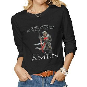 The Devil Saw Me With My Head Down Thought Hed Won Jesus Women Graphic Long Sleeve T-shirt - Thegiftio UK