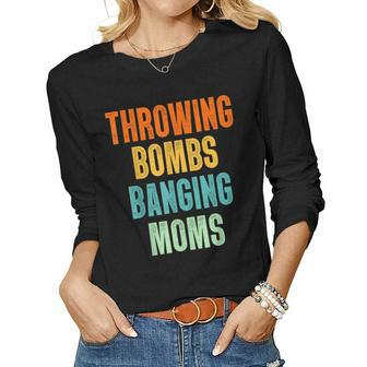 Throwing Bombs Hanging Moms Football Lover Funny Women Graphic Long Sleeve T-shirt - Thegiftio UK