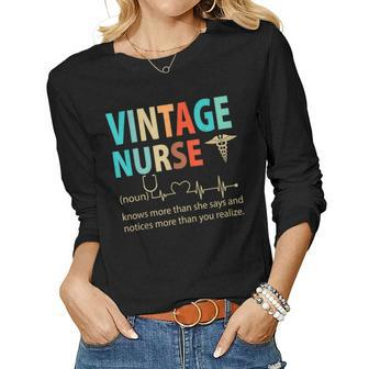 Vintage Nurse Lover Nurse Job Pride Nicu Nurse Lover Women Graphic Long Sleeve T-shirt - Thegiftio UK