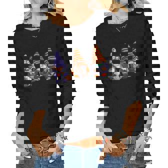 Witch Gnomes Lazy Halloween Costume Cute Gnome Candy Corn Women Graphic Long Sleeve T-shirt - Thegiftio