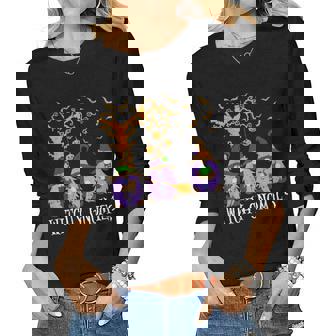 Witchy Gnomies Halloween Party Gnome Witch Gnome Wizard Women Graphic Long Sleeve T-shirt - Thegiftio