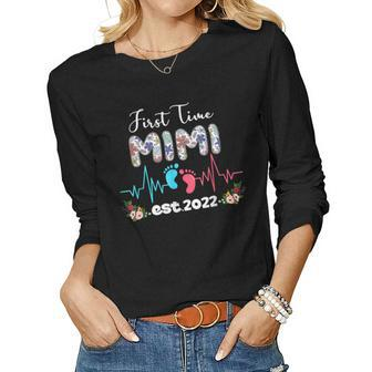 Womens 1St Time Mimi Est 2022 New First Grandma To Be Women Graphic Long Sleeve T-shirt - Thegiftio UK