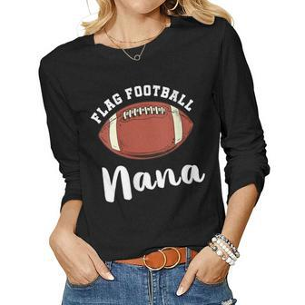 Womens Flag Football Nana Matching Family Matching Football Women Graphic Long Sleeve T-shirt - Thegiftio UK