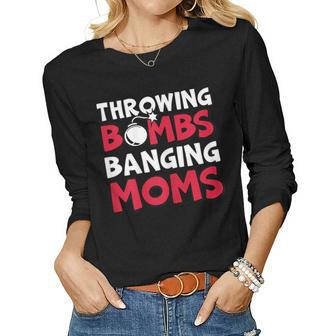 Womens Throwing Bombs Banging Moms Football Quote Comic Books Funny Women Graphic Long Sleeve T-shirt - Thegiftio UK