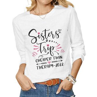 Womens Sisters Road Trip 2022 Weekend Family Vacation Girls Trip  Women Graphic Long Sleeve T-shirt