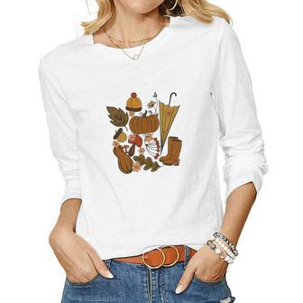 Autumn Gifts Thankful Blessed Sweaters Women Graphic Long Sleeve T-shirt - Seseable
