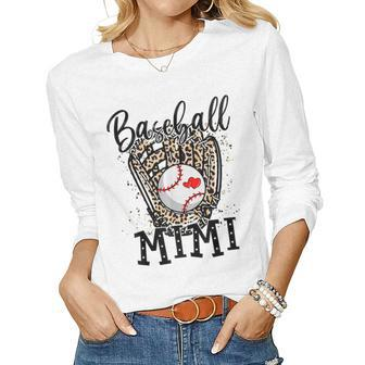 Baseball Mimi Leopard Game Day Baseball Lover Mothers Day Women Graphic Long Sleeve T-shirt - Thegiftio UK