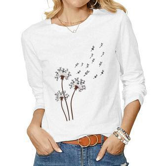 Boston Terrier Flower Fly Dandelion Dog Mama Dog Lover Women Graphic Long Sleeve T-shirt - Thegiftio UK