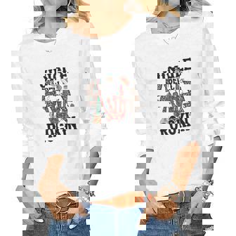 Christmas Skeleton Jingle Bell Rockin Women Graphic Long Sleeve T-shirt - Seseable