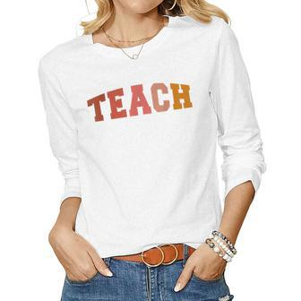 Cute Retro For Teachers Elementary School Teacher Day Women Graphic Long Sleeve T-shirt - Thegiftio UK