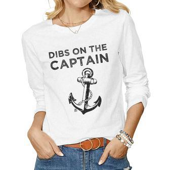 Dibs On The Captain Funny Captain Wife Dibs On The Captain Women Graphic Long Sleeve T-shirt - Thegiftio UK