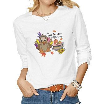 Fall In Love With Learning Teacher Women Graphic Long Sleeve T-shirt - Seseable