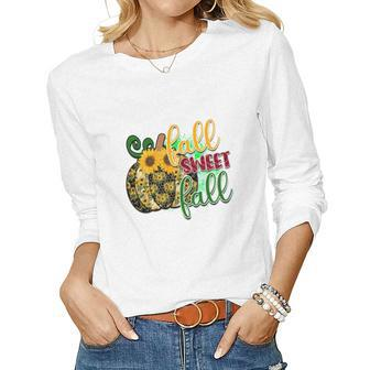 Fall Sweet Fall Sunflower Pumpkin Women Graphic Long Sleeve T-shirt - Seseable