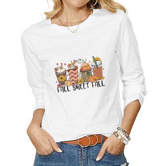 Fall Sweet Fall Thanksgiving Gifts Women Graphic Long Sleeve T-shirt - Thegiftio UK