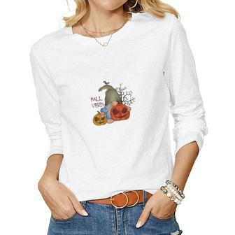 Fall Vibes Pumpkin Gnomes Things Women Graphic Long Sleeve T-shirt - Seseable