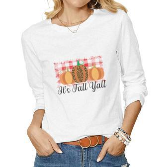 Funny Its Fall Yall Pumpkins Women Graphic Long Sleeve T-shirt - Seseable