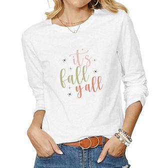 Its Fall Yall Glitter Fall Season Women Graphic Long Sleeve T-shirt - Seseable