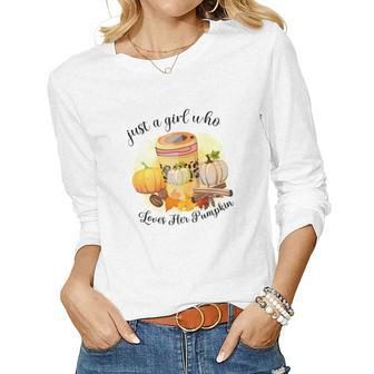 Just A Girl Who Loves Her Pumpkin Coffee Fall Women Graphic Long Sleeve T-shirt - Seseable