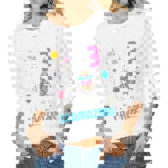 Kids 3Rd Birthday I Am 3 Years Old And Llamazing Llama Girl Ns Women Graphic Long Sleeve T-shirt - Thegiftio