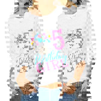 Kids 5 Year Old Gifts 5Th Birthday Girl Ns Funny Llama Women Graphic Long Sleeve T-shirt - Thegiftio