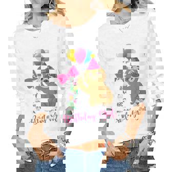 Kids 7 Year Old Cool Cute Sloth Balloons 7Th Birthday Girls Party Women Graphic Long Sleeve T-shirt - Thegiftio