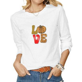 Love Fall Love Pumpkin Women Graphic Long Sleeve T-shirt - Seseable