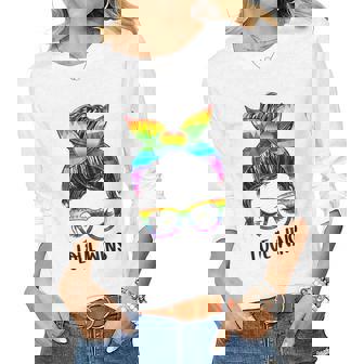 Love Wins Messy Bun Rainbow Lgbt Gay Pride Lgbt Awareness Women Graphic Long Sleeve T-shirt - Thegiftio UK