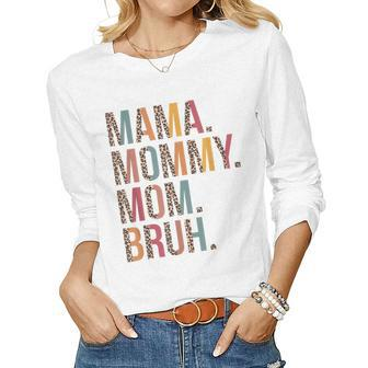 Mama Mommy Mom Bruh Mommy And Me Leopard Mothers Day Gifts Women Graphic Long Sleeve T-shirt - Thegiftio UK