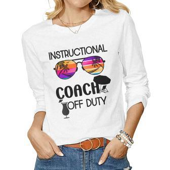 Mens Funny Teacher Off Duty Glass Instructional Coach Off Duty Women Graphic Long Sleeve T-shirt - Thegiftio UK
