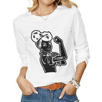 Strong Woman Rosie Strong White Woman For Dark Colors Women Graphic Long Sleeve T-shirt - Seseable