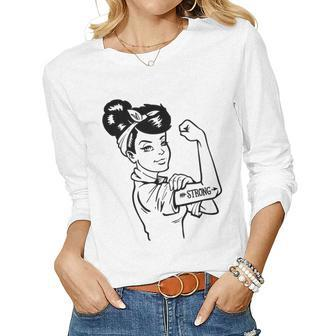 Strong Woman Rosie Strong White Woman V2 Women Graphic Long Sleeve T-shirt - Seseable