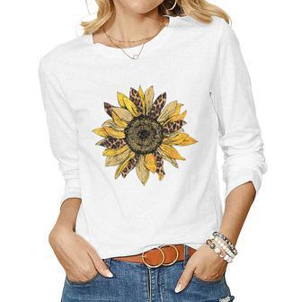 Sunflower For Women Cute Graphic Cheetah Print Women Graphic Long Sleeve T-shirt - Thegiftio UK