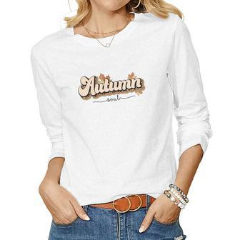 Vintage Autumn Autumn Soul Design Gift Women Graphic Long Sleeve T-shirt - Seseable