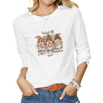 Vintage Autumn Fueled By Coffee _ Pumpkin Spice Women Graphic Long Sleeve T-shirt - Seseable